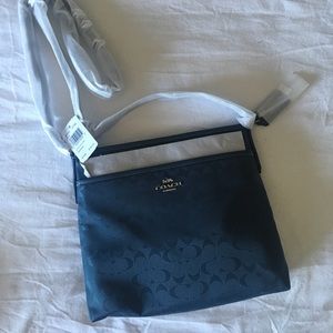 NWT Coach Signature Nylon Zip File Crossbody Bag